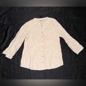 Fabindia Linen Blouse Beige Medium Minimalist Button Down